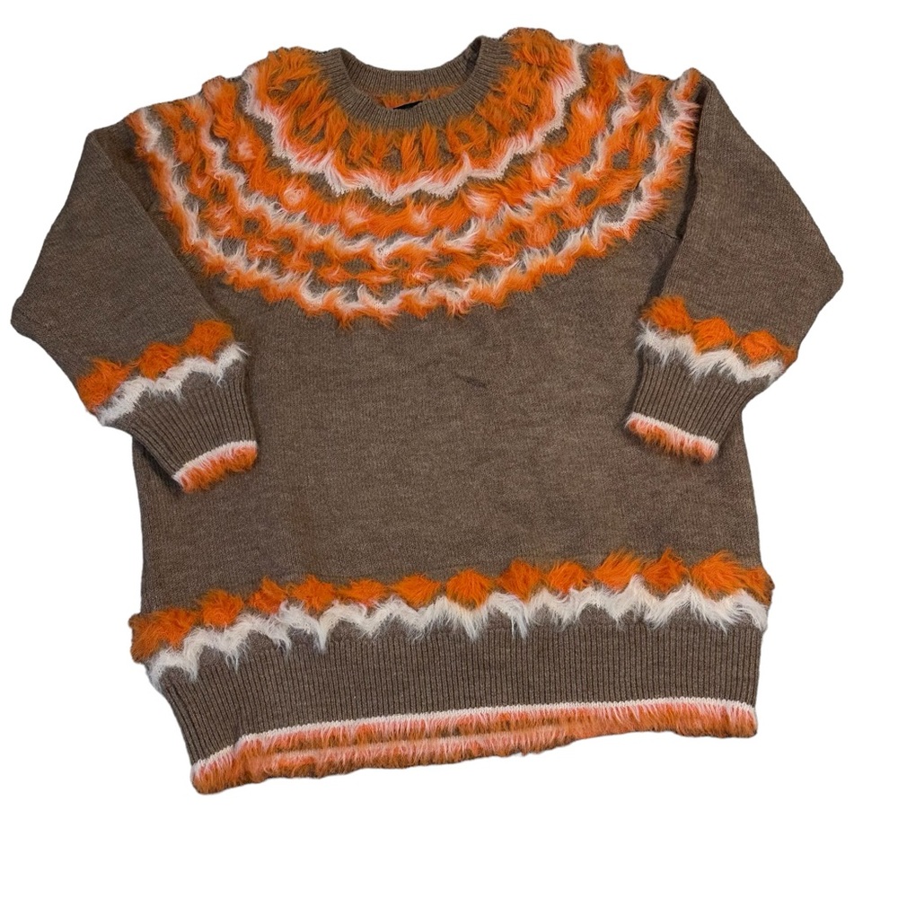 Marc New York Women’s Size Large Camel & Orange Faux Fur‎ Sweater